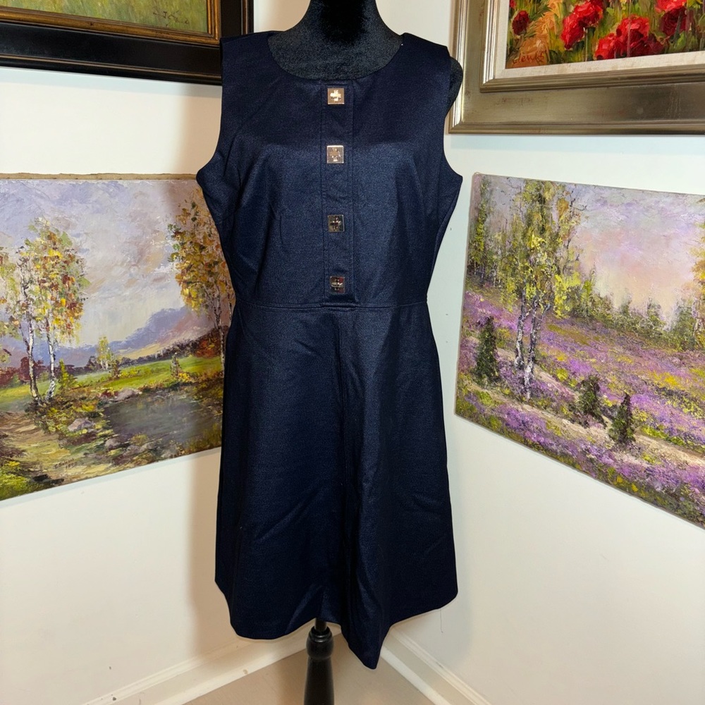 Tommy Hilfiger Navy Fit & Flare Dress | Size 12 | Classic Chic
